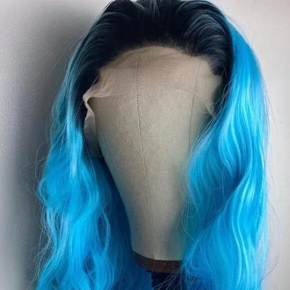 Ombre Blue Curly Lace Wig